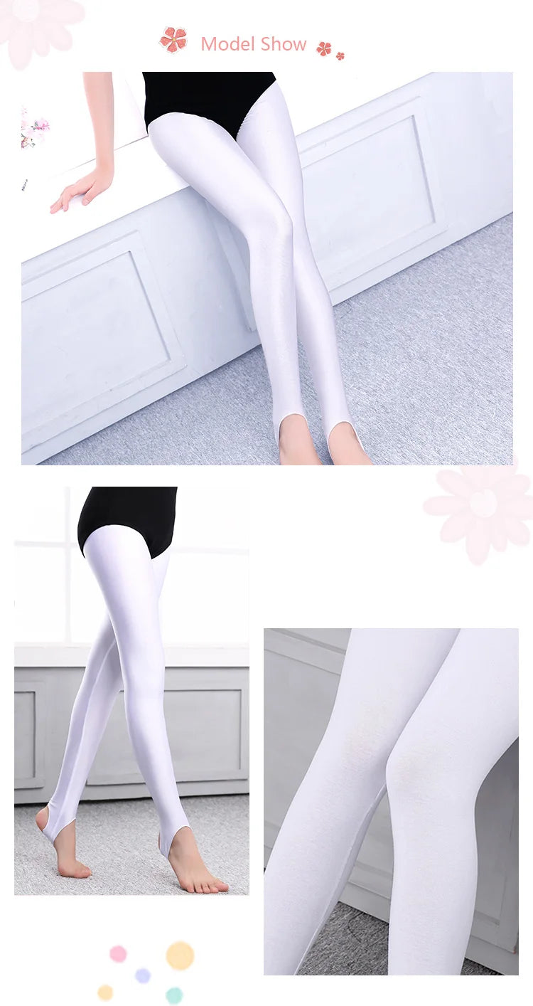 White Ballet Tights Girls Stirrup Pants Leggings Children Dance Pantyhose 2 Pieces Black Stirrup Pants For Women