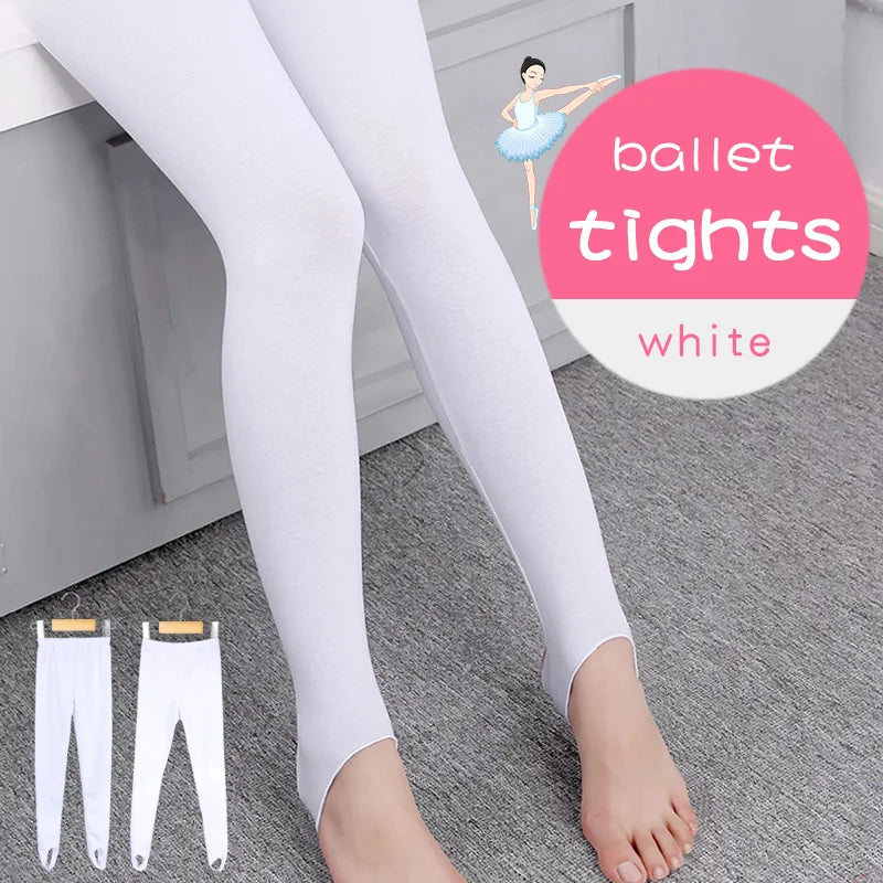 White Ballet Tights Girls Stirrup Pants Leggings Children Dance Pantyhose 2 Pieces Black Stirrup Pants For Women