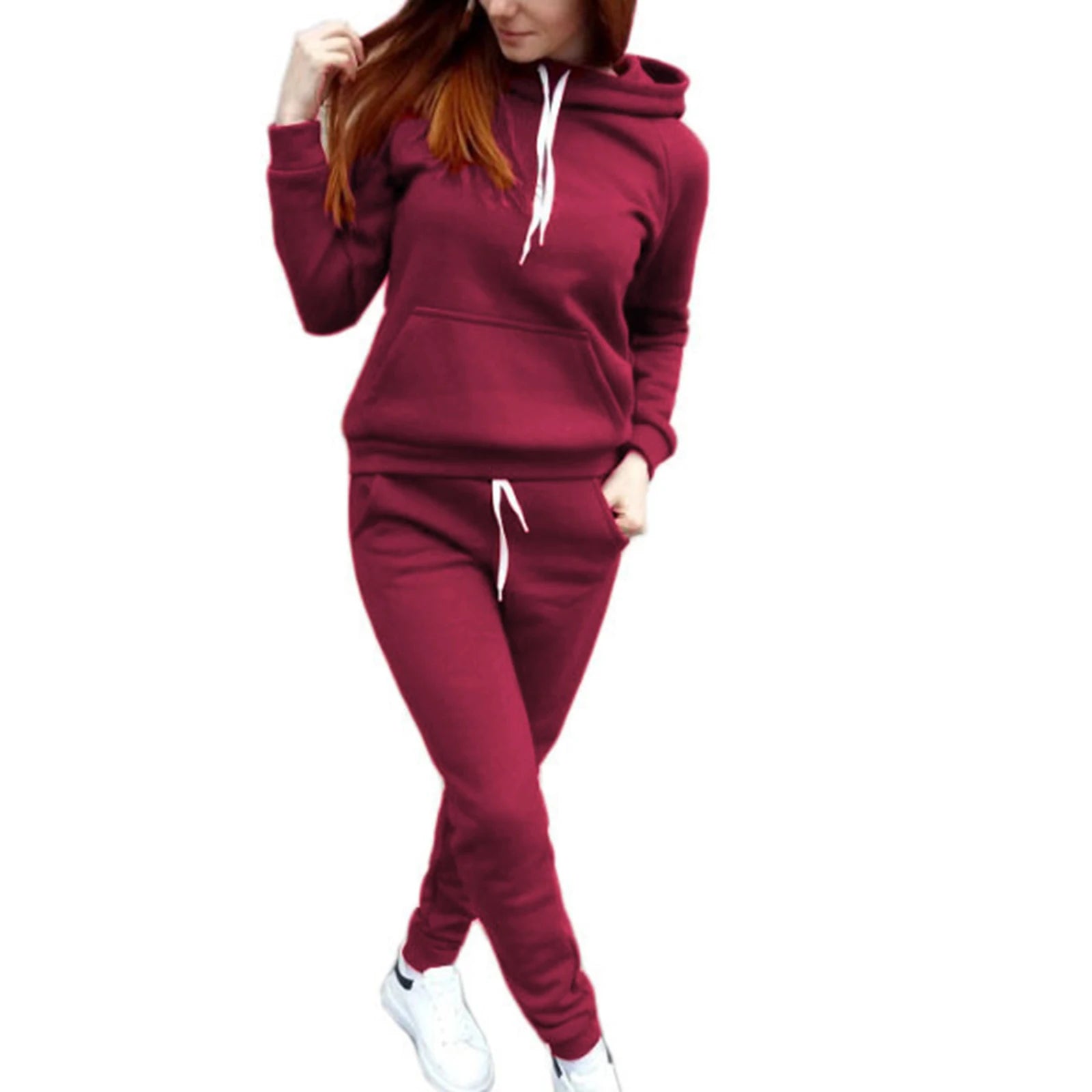 Women's Tracksuit Casual Two-piece Clothing Sets Warm Suit for Female Workout Outfits Hoodies Top + Pants Set