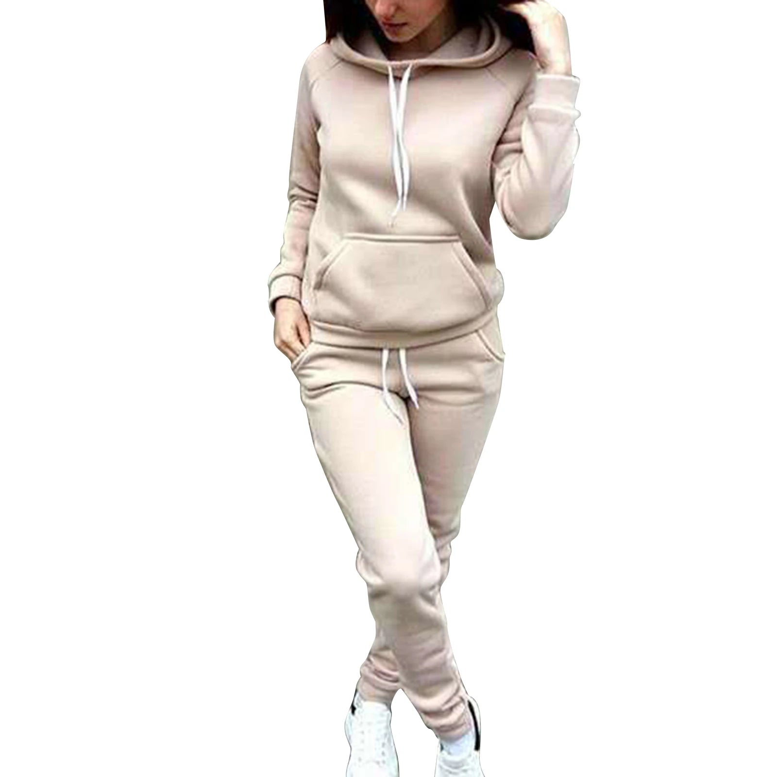 Women's Tracksuit Casual Two-piece Clothing Sets Warm Suit for Female Workout Outfits Hoodies Top + Pants Set