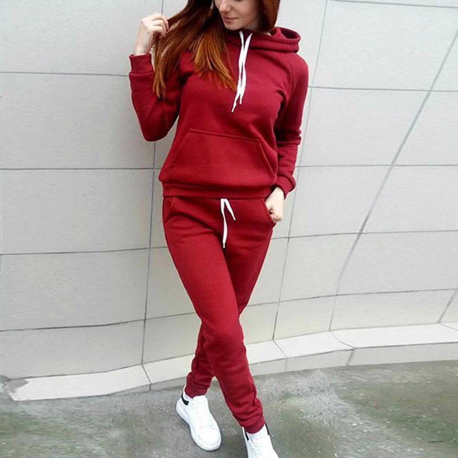 Women's Tracksuit Casual Two-piece Clothing Sets Warm Suit for Female Workout Outfits Hoodies Top + Pants Set