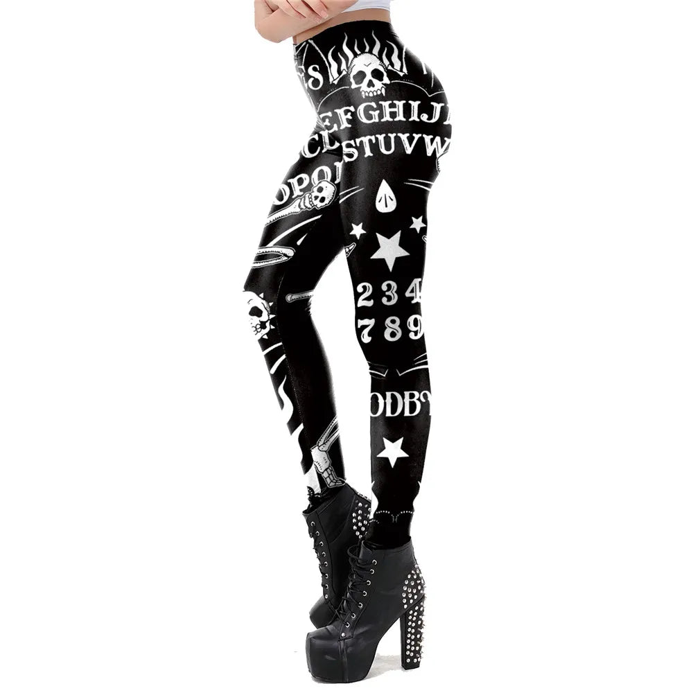 [You're My Secret] Ouija Board Leggings Women 3D Printed Trousers Satan Head Devil Leggins Fitness Workout Elastic Pants Legins