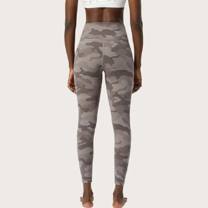 Running Camouflage Capris Women Double-sided Printed Yoga Pants High Waist Gym Workout Fitness Stretchy Sport Leggings