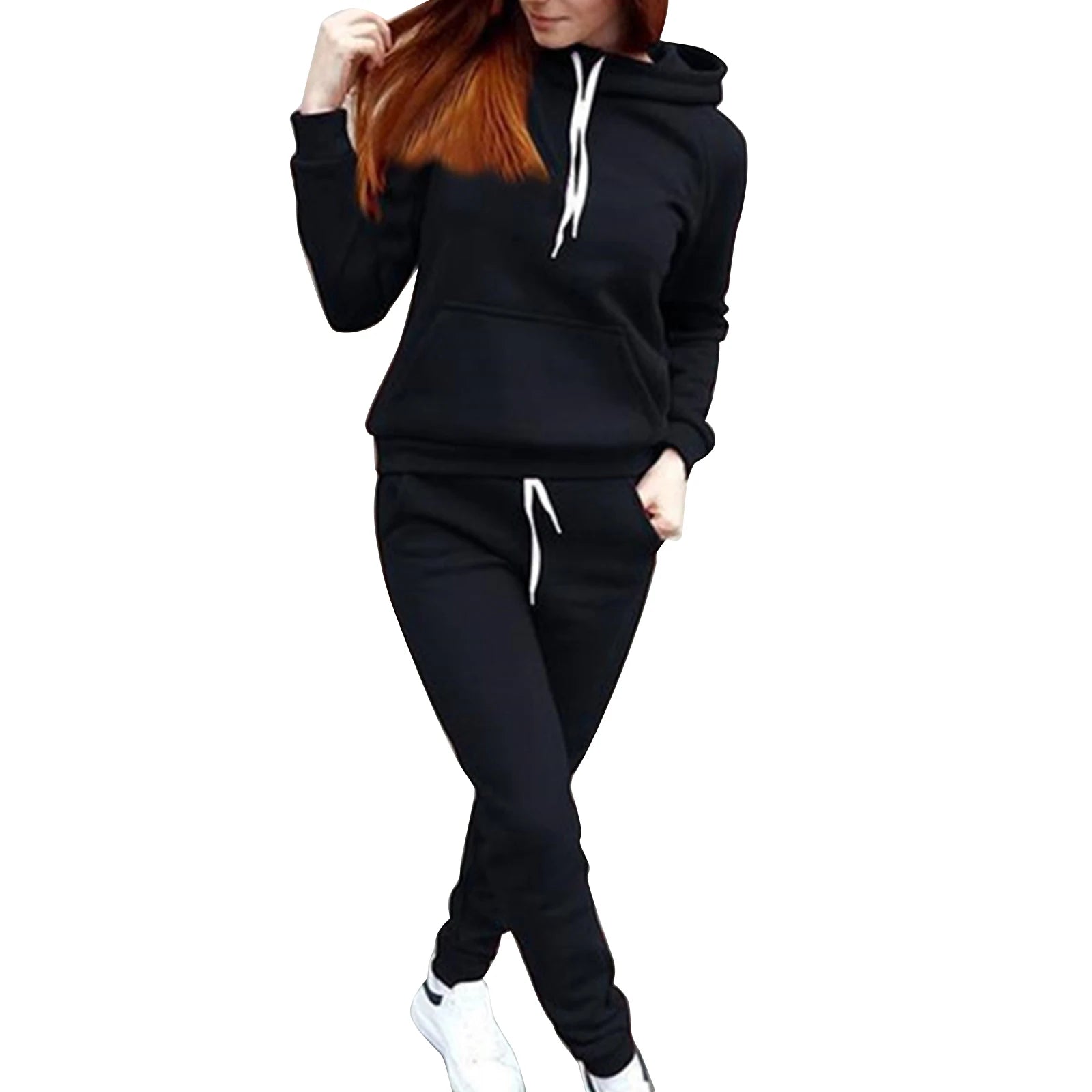 Women's Tracksuit Casual Two-piece Clothing Sets Warm Suit for Female Workout Outfits Hoodies Top + Pants Set