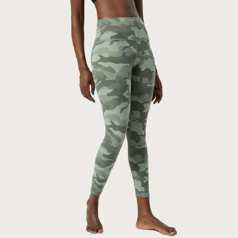 Running Camouflage Capris Women Double-sided Printed Yoga Pants High Waist Gym Workout Fitness Stretchy Sport Leggings