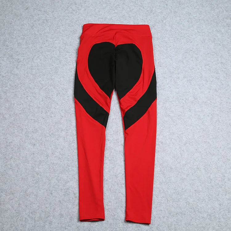 Heart Shape Leggings Women New Red Black Color High Waist Pants Patchwork Printed Leggins Big Size High Elastic Fitness Leggings