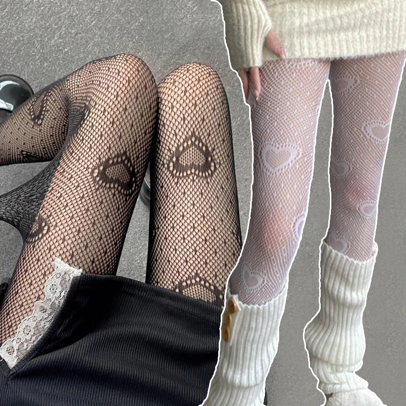 Gothic Fishnet Stockings Lolita Mesh Tights for Women Netting Stockings Y2k Pantyhose with Flower Pattern Leggings Sexy Lingerie