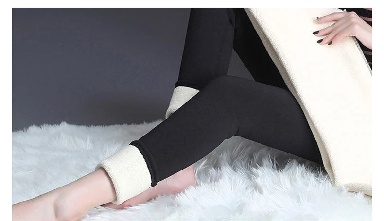 Women Lamb Fleece Legging Seamless High Waist Thick Thermal Legging Fashion Winter Warm Female Tights Insulated Pantalon Pants