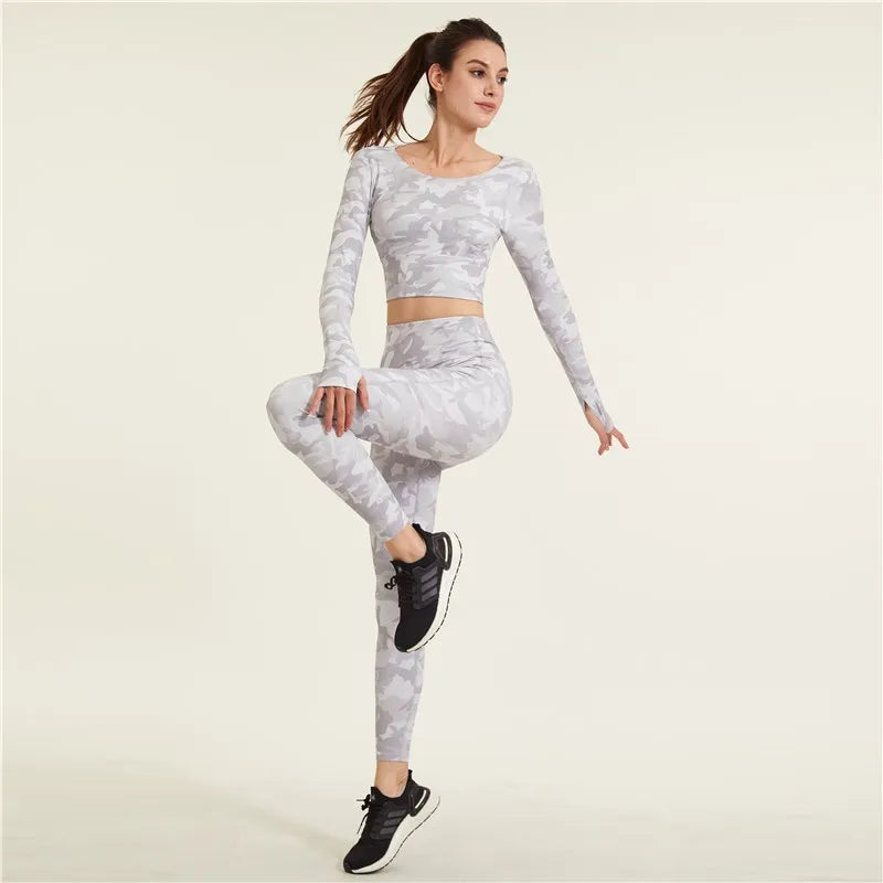 Women Running Camouflage Leggings Hip Lift High Waist Yoga Tie Dye Pants Female Fitness Jogging Trouser Spliced Colors Tights