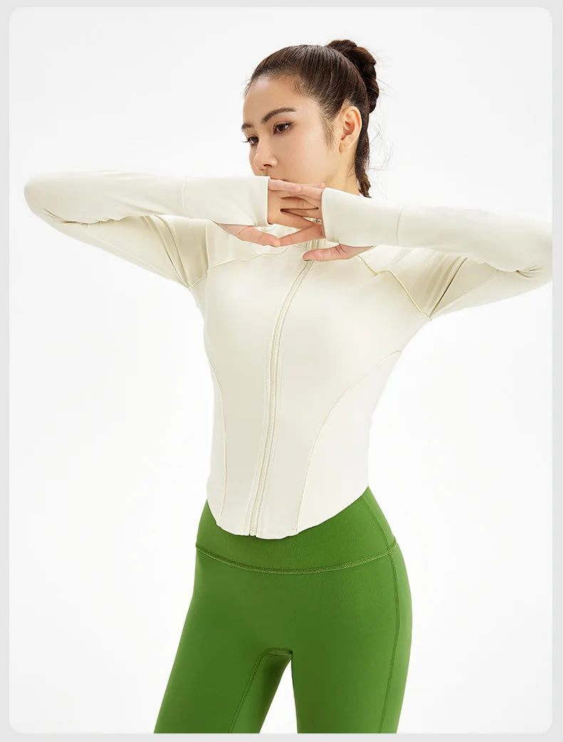 Autumn new slimming fitness top running yoga suit sports jacket women's training breathable cycling long sleeved hoodie