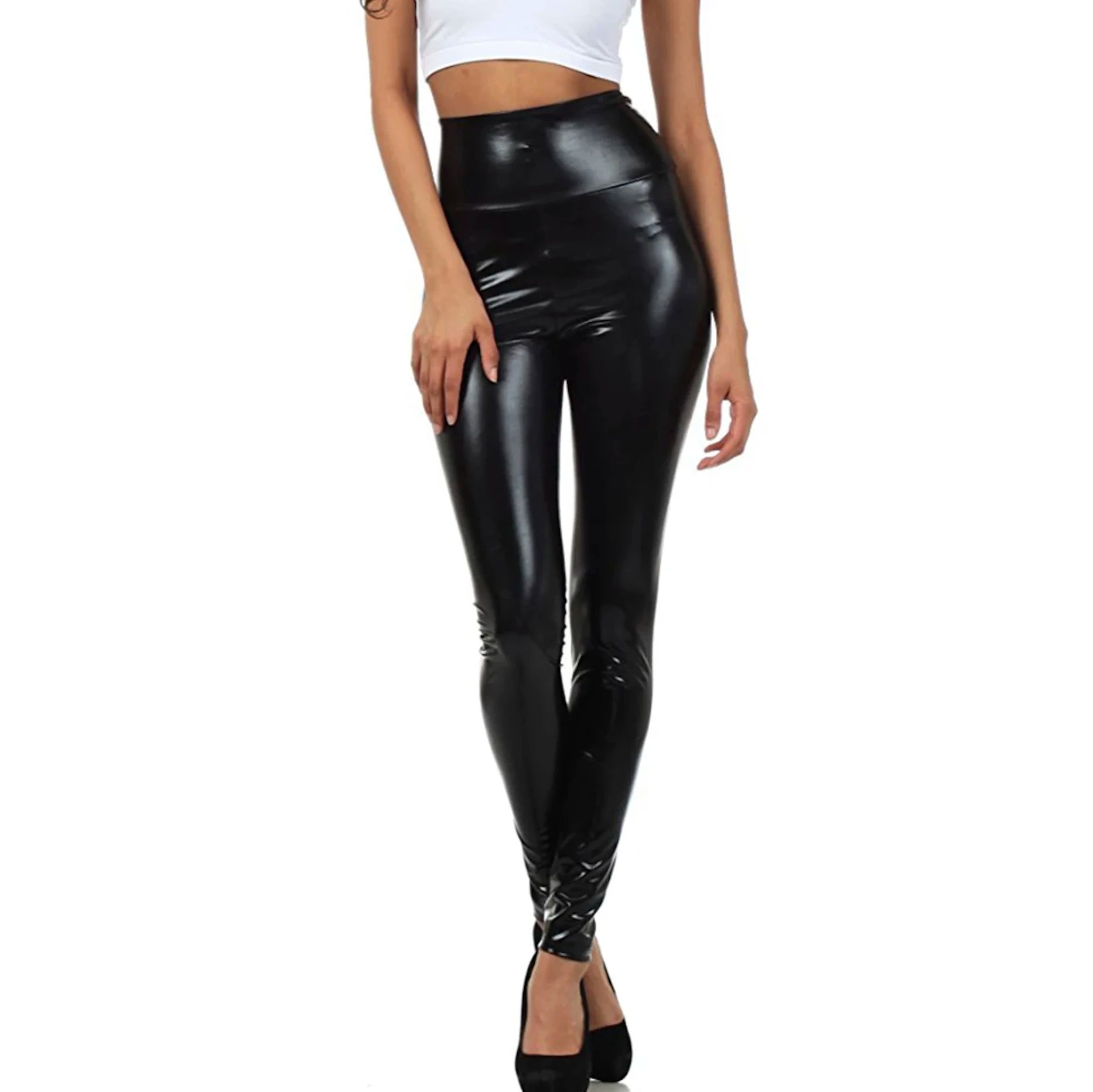 Women Look Wet Leggings Shiny Glossy Faux Leather Metallic Stretchy Sexy High Waist Tights Lady Dance Pant Bright Slim Plus Size