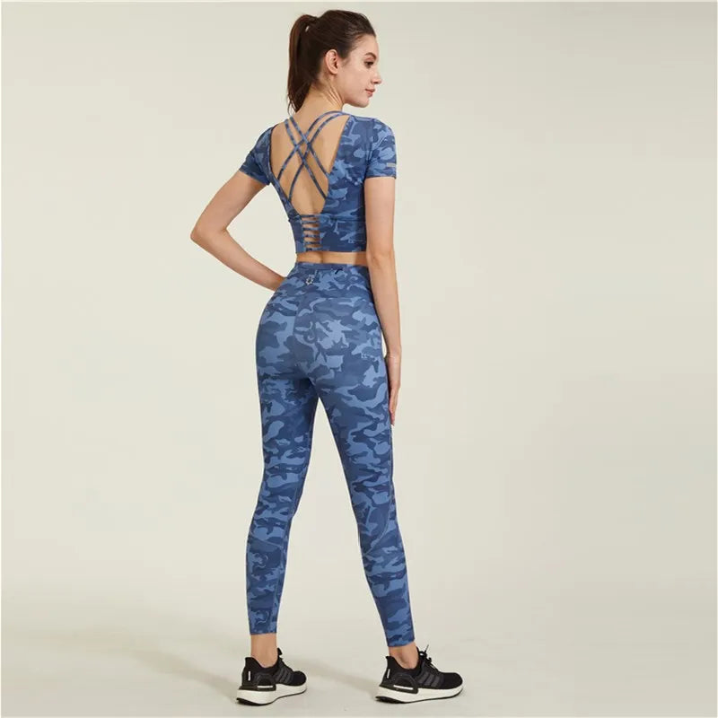 Women Running Camouflage Leggings Hip Lift High Waist Yoga Tie Dye Pants Female Fitness Jogging Trouser Spliced Colors Tights