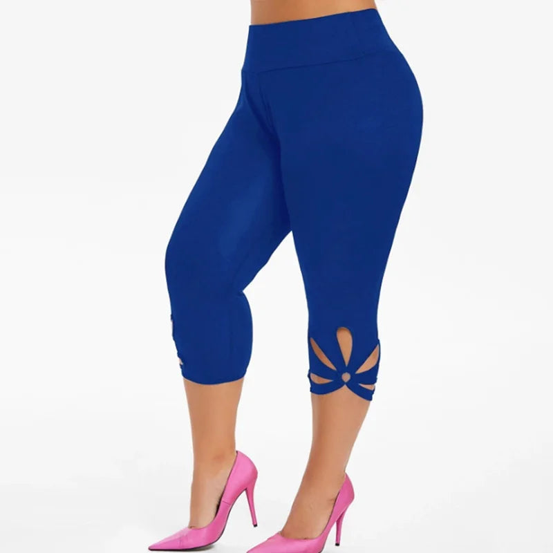 Women's Plus-Size Stretch Essential Legging Summer Elastic Waist Seamless Casual Leggings Short Pants Capri Leggins Mujer