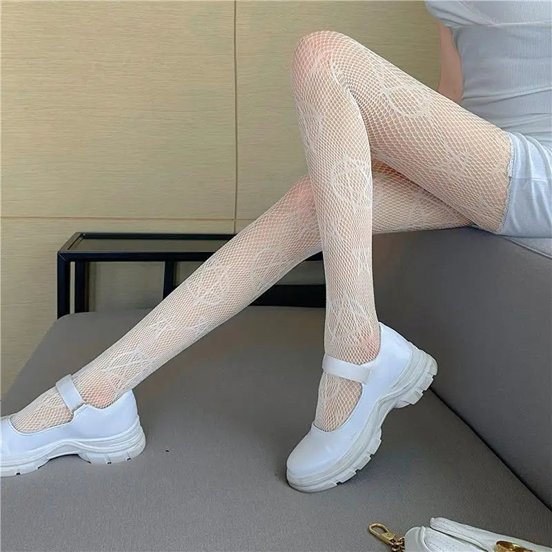 Gothic Fishnet Stockings Lolita Mesh Tights for Women Netting Stockings Y2k Pantyhose with Flower Pattern Leggings Sexy Lingerie