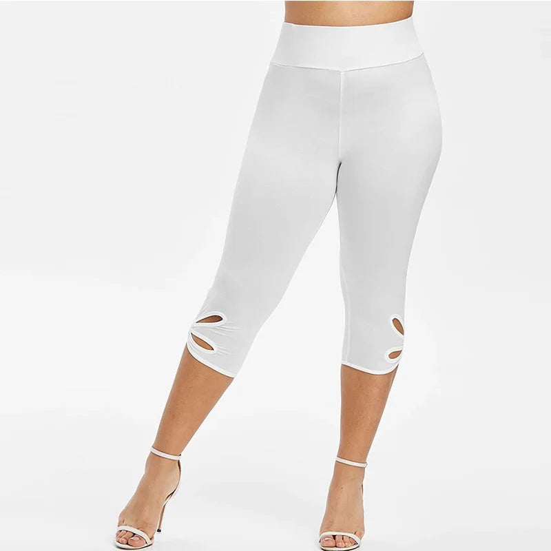 Women's Plus-Size Stretch Essential Legging Summer Elastic Waist Seamless Casual Leggings Short Pants Capri Leggins Mujer