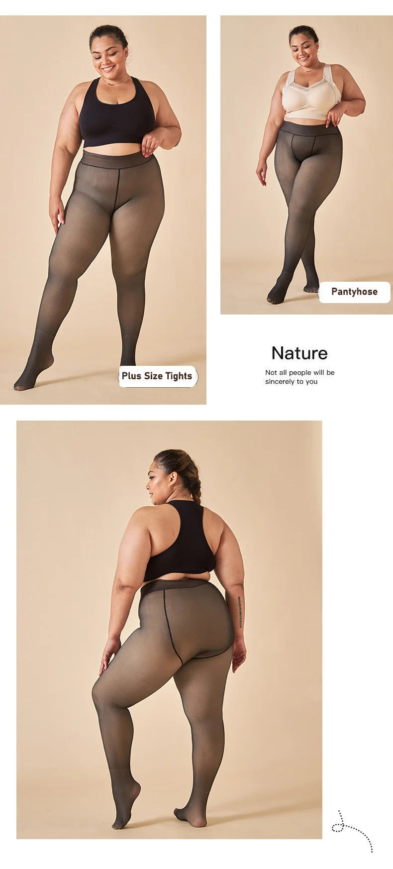 Plus Size Women's Fleece Warm Winter Tights Leggings Thick Fleece Panty Fake Translucent Pantyhose Thermal Stockings Woman