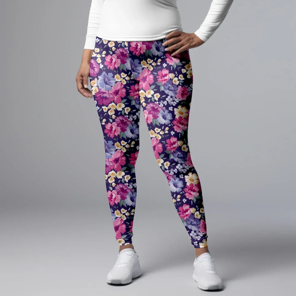 LETSFIND High Quality Fashion Fitness Leggings High Waist 3D Flowers Pattern Digital Print Sexy Casual Trousers Woman's Leggings