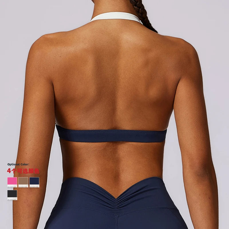 Hanging Neck Shock Absorbing Backless Yoga Suit Bra Quick Drying Sports Bra High Intensity Running and Fitness Vest 8605