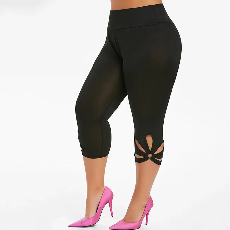 Women's Plus-Size Stretch Essential Legging Summer Elastic Waist Seamless Casual Leggings Short Pants Capri Leggins Mujer