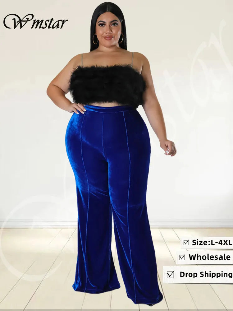 Wmstar Plus Size Pants Women Casual Flared Leggings Stretch Jogging Trousers Fashion Street Wear Wholesale Dropshipping 2023