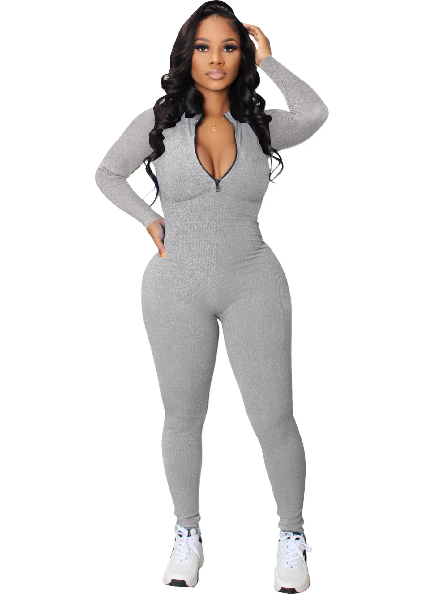 M3112 Women's Jumpsuits Bodysuit Zipper Long Sleeved Yoga Set Suit Gym Push Up Workout Clothes Fitness Sportswear Tracksuit