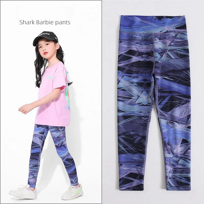 Baby Girls Yoga Leggings Spring Printed Girl Sports Tights Trouser Running Pencil Slimming Pants Toddler Leggings Kids Trousers