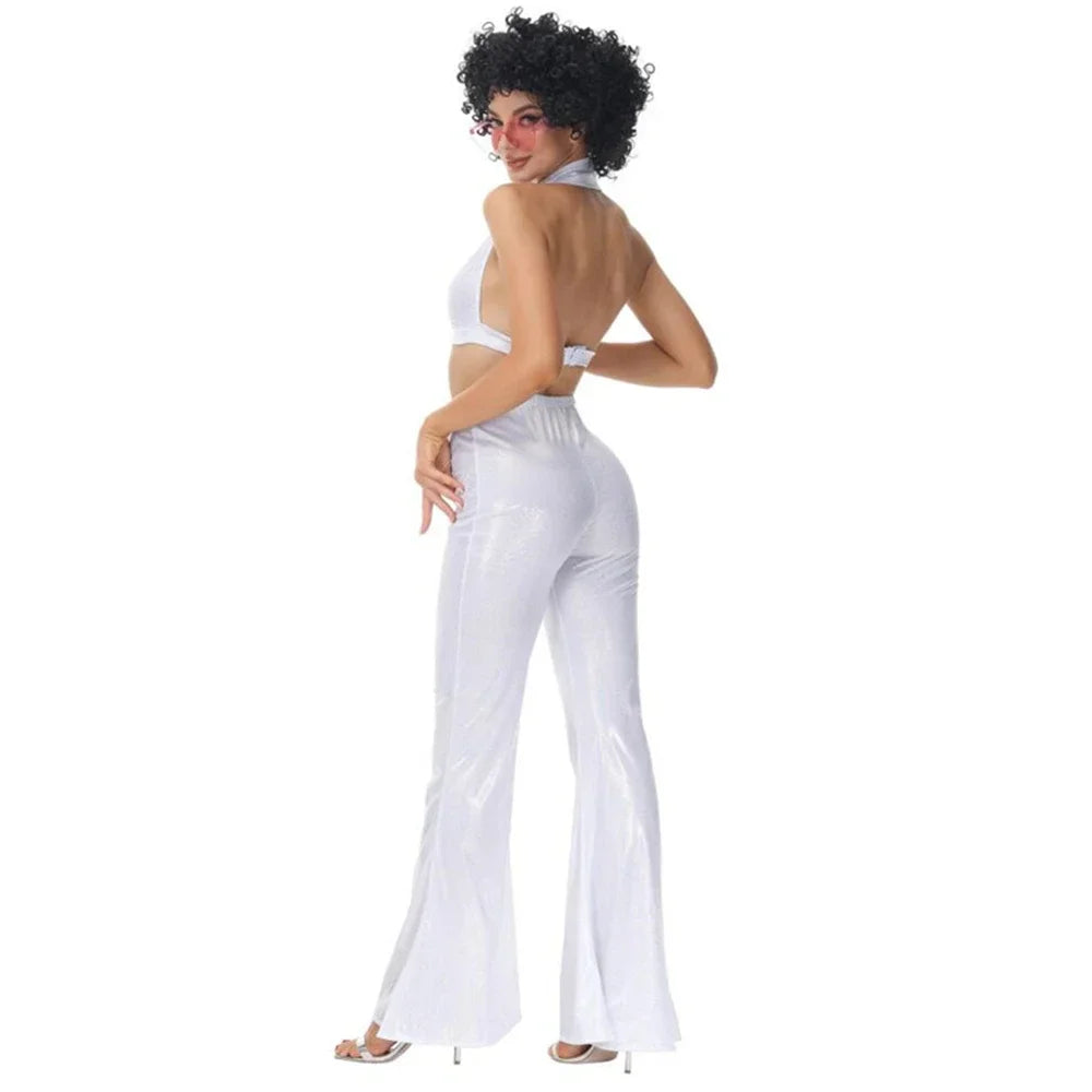 Women sexy rock disco hippies cosplay costumes adult Halloween 70's 80's hippies dance outfits party fancy dress