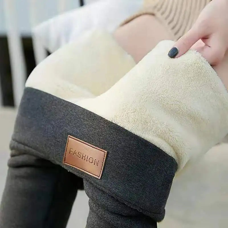 Women Fashion Winter Thermal Leggings Autumn Slim Simplicity Leggings Black Elastic High Waist Solid Thick Warm Lamb Wool Pants