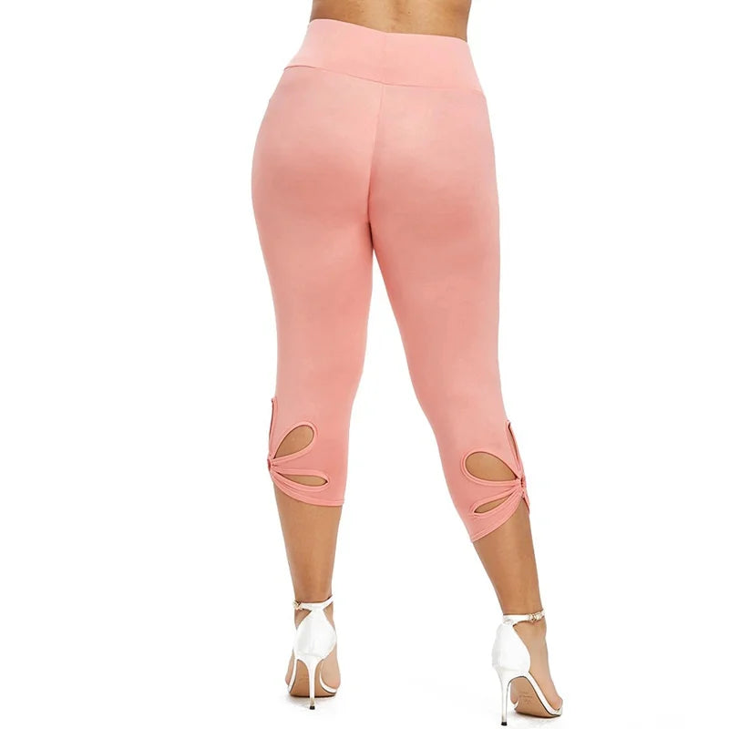 Women's Plus-Size Stretch Essential Legging Summer Elastic Waist Seamless Casual Leggings Short Pants Capri Leggins Mujer