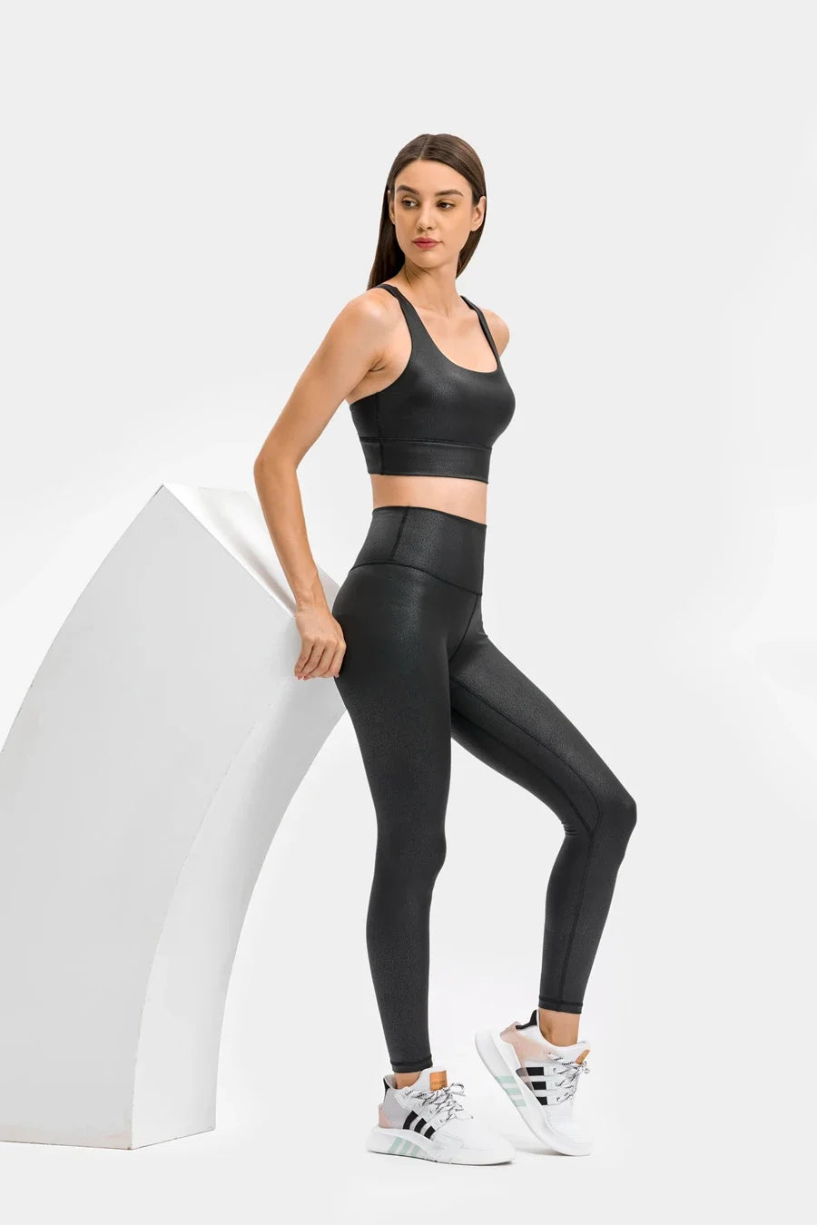 Leather Like Shiny Gym Leggings Women Euro Size Sexy Leggings Push Up GYM Tights High Rise Stretchy Matt Glossy Yoga Pants