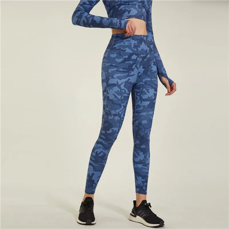 Women Running Camouflage Leggings Hip Lift High Waist Yoga Tie Dye Pants Female Fitness Jogging Trouser Spliced Colors Tights