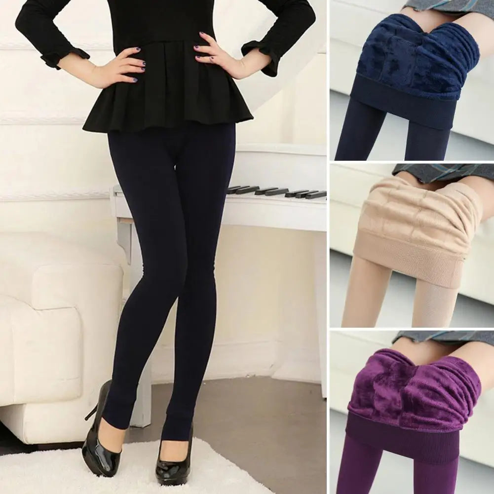 Warm Leggings High Waist Thickened Women Leggings Autumn Winter Women Velvet Lining Warm Stirrup Leggings For Cold Weather