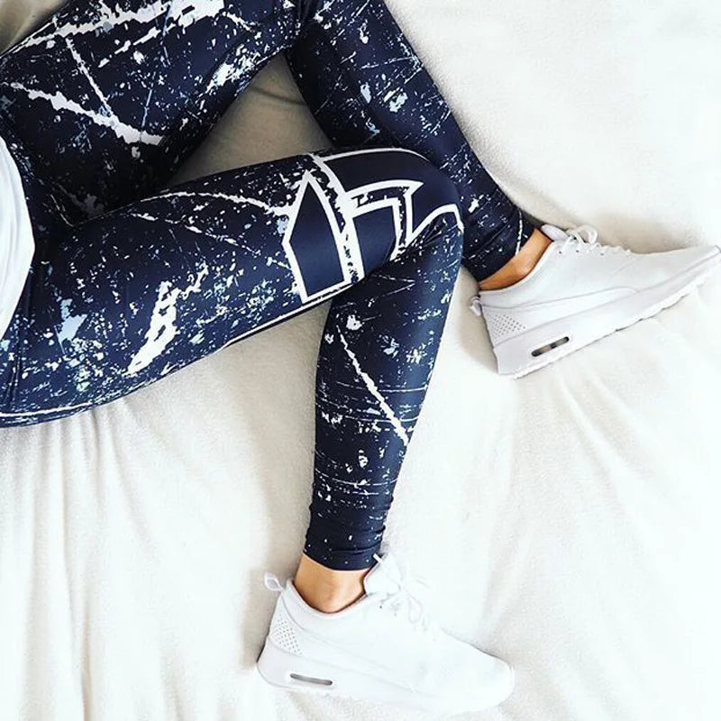 Honeycomb digital printing nine points sport trousers Fashion Women's Yoga Pants High waist tight hips casual Leggings