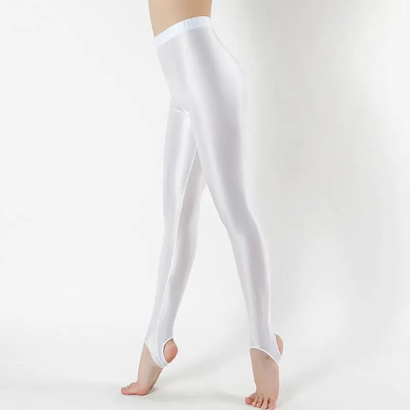 Glossy Satin Stirrup Leggings Women Summer Slim Fit Fitness Gym Leggings High Waist Yoga Sports Tights Casual Running Long Pants