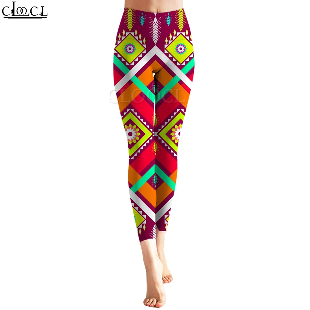 CLOOCL Women Yoga Pants Leggings Tight Trousers Tricolor Curve Pattern Print Sexy Sportswear Y2k Disco Leggings New 2022