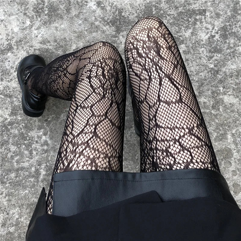 Sexy Women Gothic Tights Seamless Sexy Lace Mesh Fishnet Pantyhose Summer Nylon Leggings Lolita Tight Stocking Female Hosiery