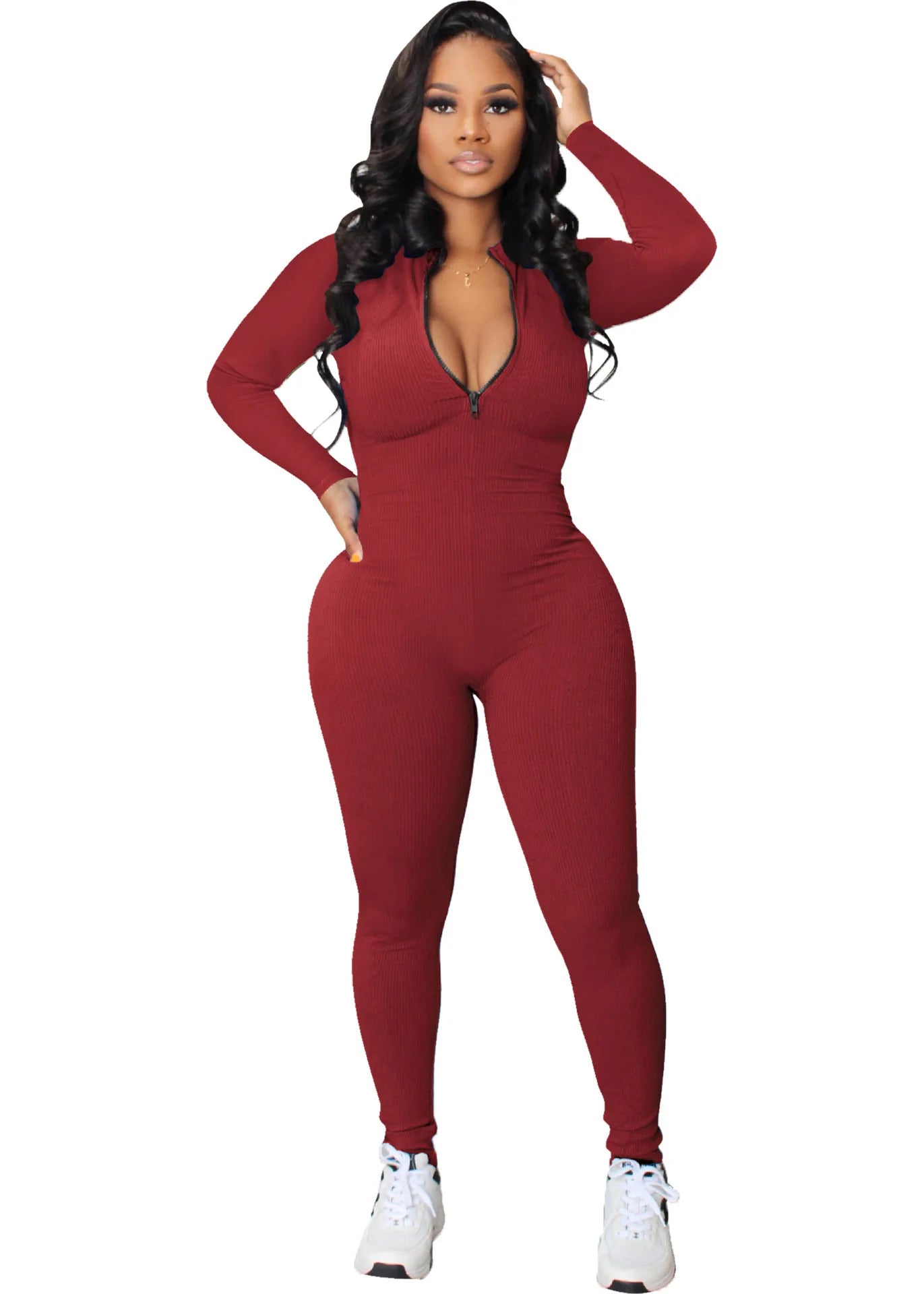 M3112 Women's Jumpsuits Bodysuit Zipper Long Sleeved Yoga Set Suit Gym Push Up Workout Clothes Fitness Sportswear Tracksuit