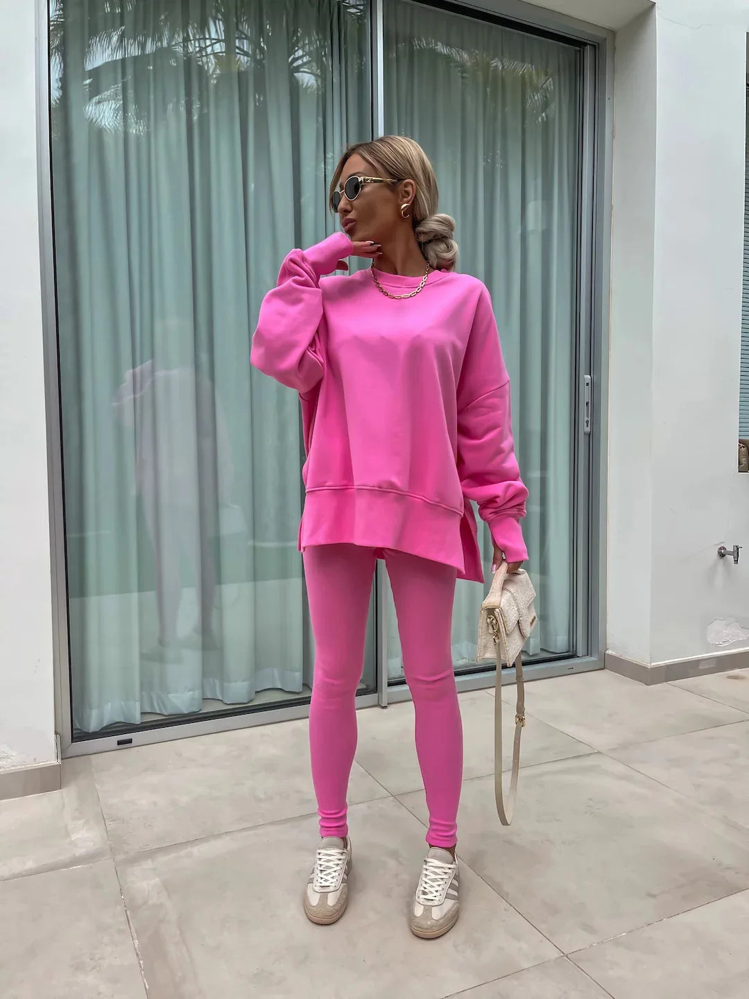 Women Tracksuit Sports Two Piece Set Casual Oversized Sweatshirts And Jogger Pants Set Fleece Sports Suits Workout Outfits Set