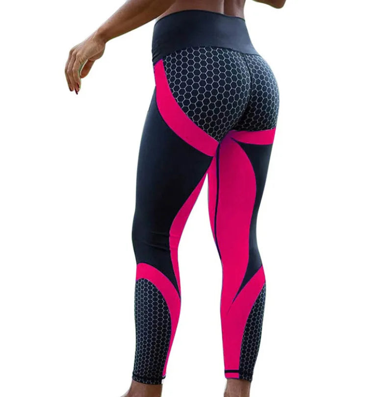 Honeycomb digital printing nine points sport trousers Fashion Women's Yoga Pants High waist tight hips casual Leggings