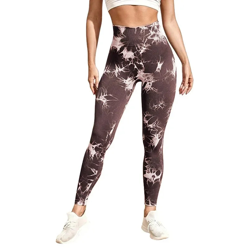 Sexy Women Gym Yoga Leggings High Waist Push Up Leggins Tie-dye Seamless Fitness Workout Leggins Sports Tights Running Pants