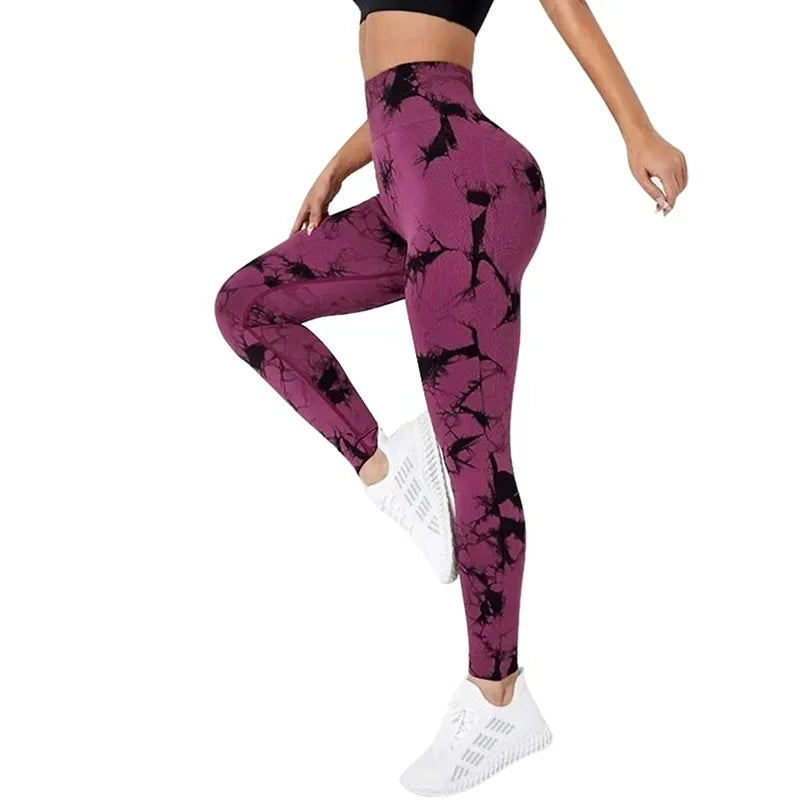 Sexy Women Gym Yoga Leggings High Waist Push Up Leggins Tie-dye Seamless Fitness Workout Leggins Sports Tights Running Pants