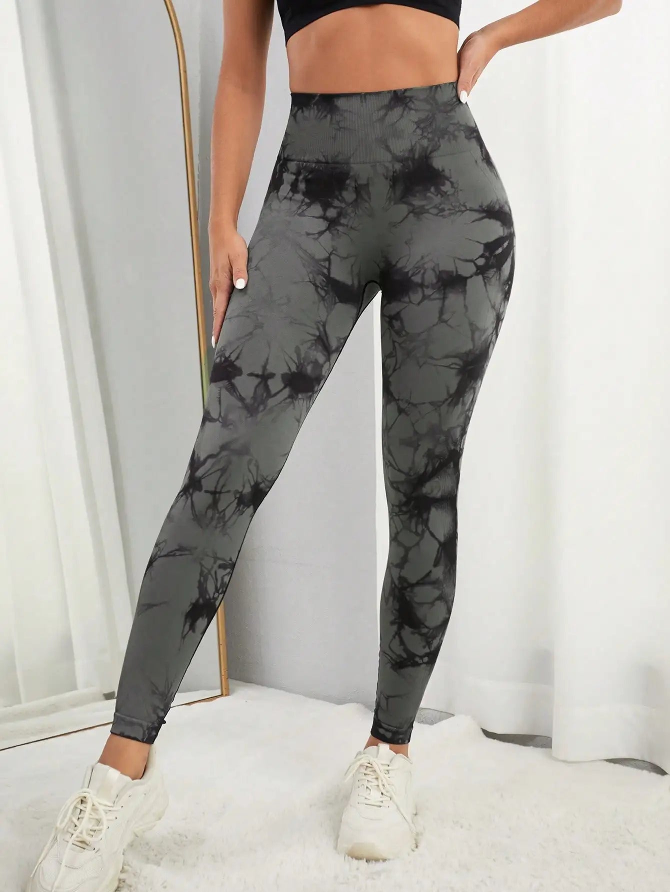 Woma Yoga Trendy Tie Dye Yoga Tights Seamless High Stretch Tummy Control Gym Leggings Seamless Tie Dye Leggings 2023 New