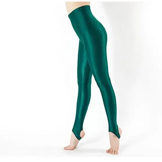 Glossy Satin Stirrup Leggings Women Summer Slim Fit Fitness Gym Leggings High Waist Yoga Sports Tights Casual Running Long Pants