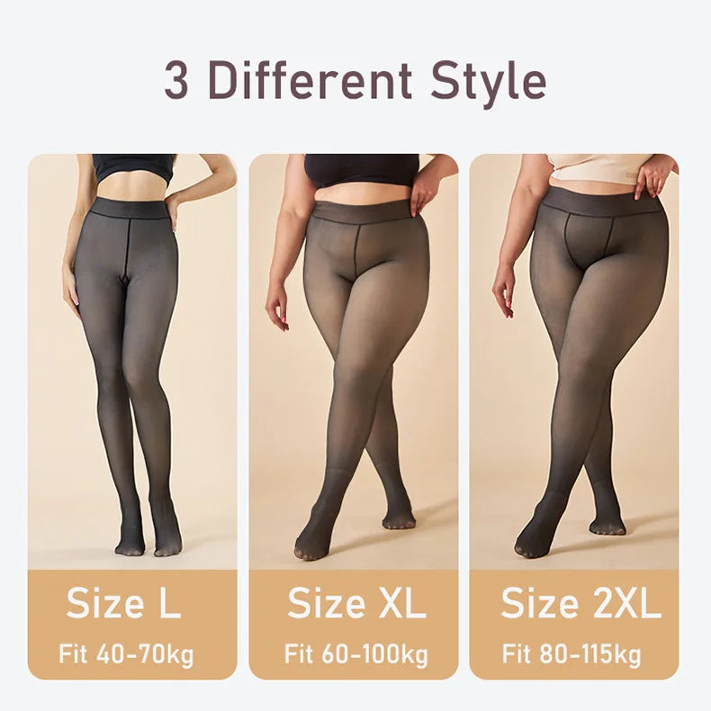 Plus Size Women's Fleece Warm Winter Tights Leggings Thick Fleece Panty Fake Translucent Pantyhose Thermal Stockings Woman