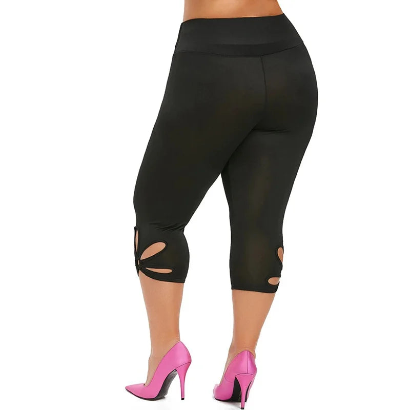 Women's Plus-Size Stretch Essential Legging Summer Elastic Waist Seamless Casual Leggings Short Pants Capri Leggins Mujer