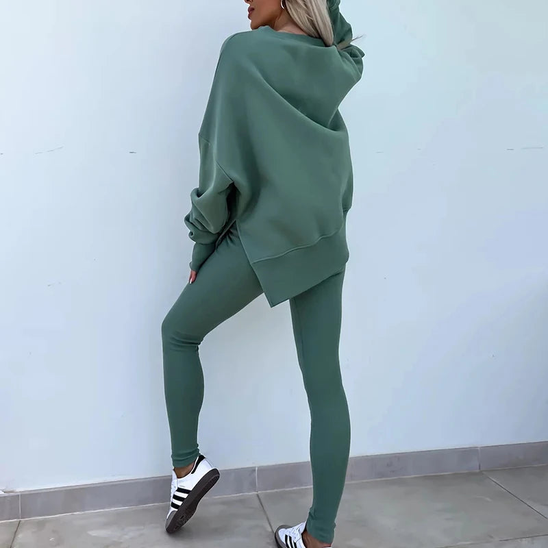 Women Tracksuit Sports Two Piece Set Casual Oversized Sweatshirts And Jogger Pants Set Fleece Sports Suits Workout Outfits Set