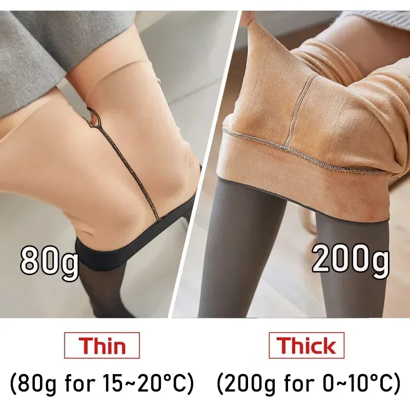 Polar Skin Sock Pantyhose Thick Winter Effect Translucent Tights Velvet Pants Thermal Leggings Stockings Plush Pantys Warm