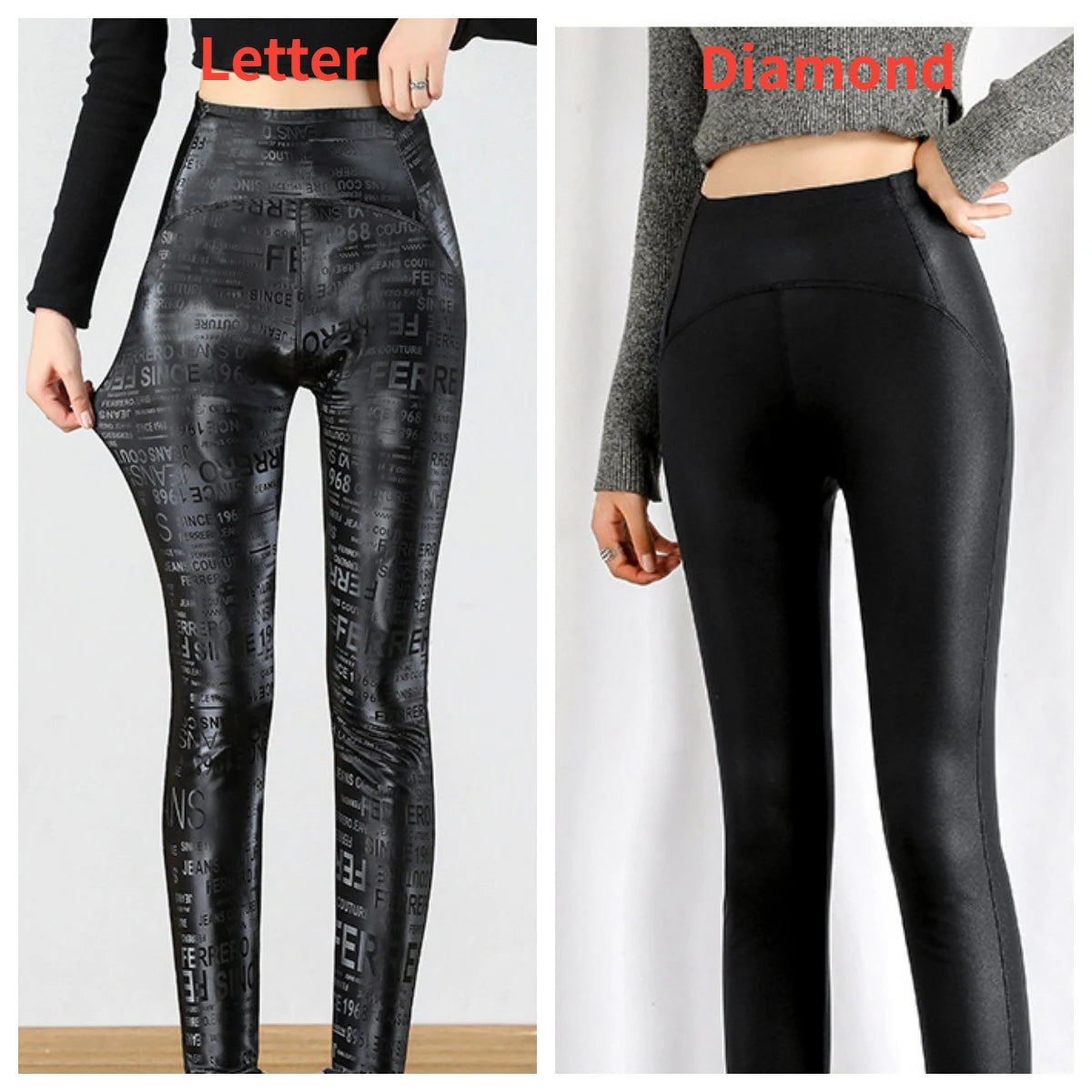 New Thin Fleece Pu Leather Leggings for Women Winter Autumn High Waist Pants Push Up Black Sexy Tights Stretch Fitness Leggings