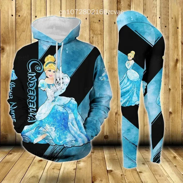 Disney Tinker Bell 3D Women's Hoodie Leggings Set High Waist Yoga Pants Set Disney Yoga Leggings Hoodie Fashion Sports Suit