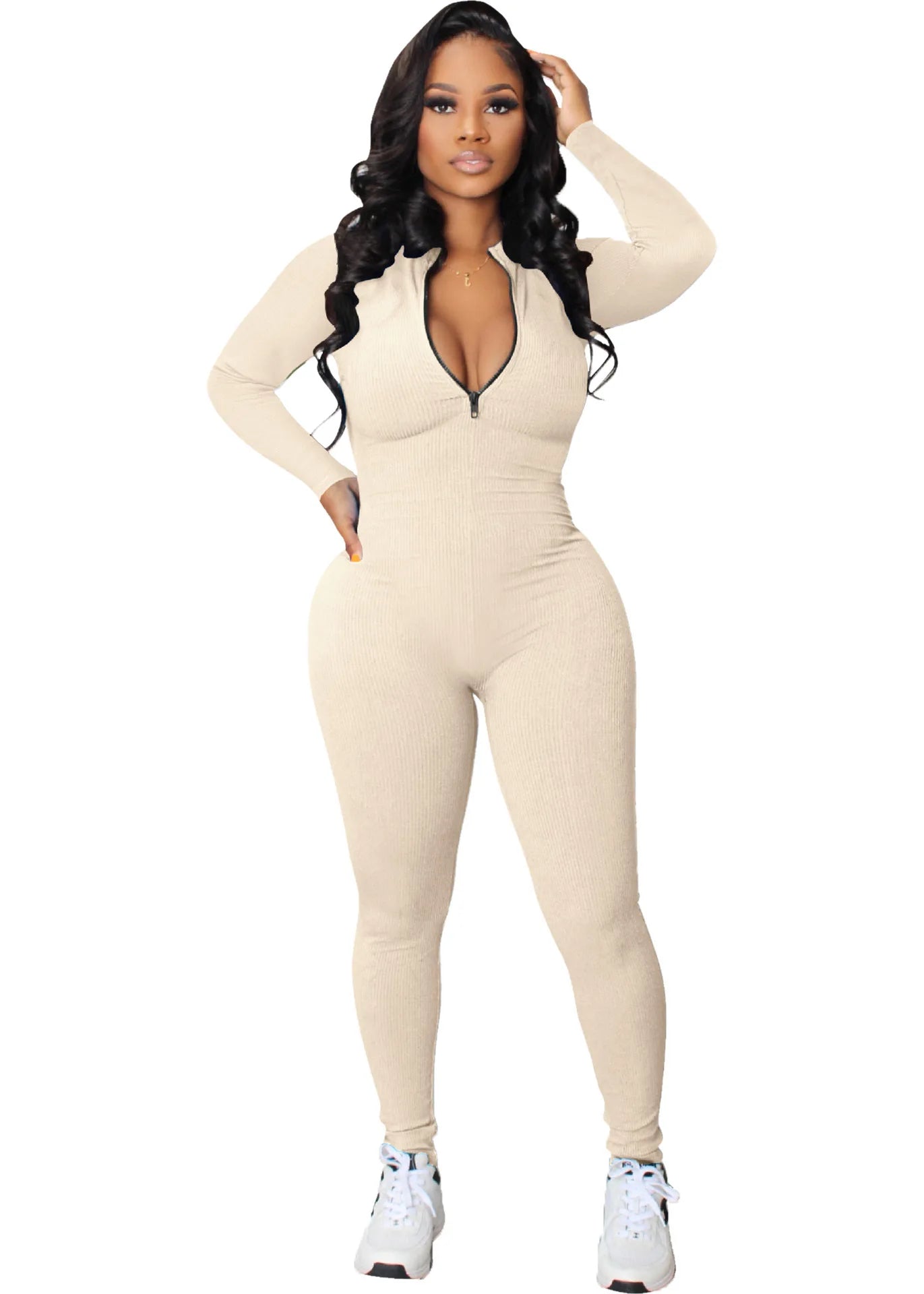 M3112 Women's Jumpsuits Bodysuit Zipper Long Sleeved Yoga Set Suit Gym Push Up Workout Clothes Fitness Sportswear Tracksuit